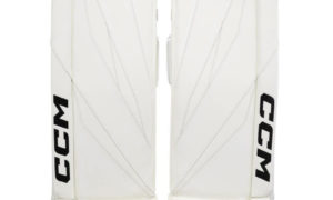 CCM AXIS XF SR Goalie Pads (White, 34" (33"+1"))